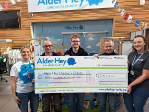 Alderhey Cheque Presentation from Three PEaks Challenge